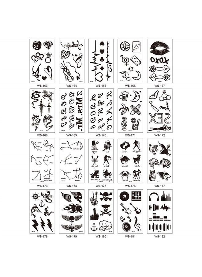 Rayberro - 20 Sheets Glow In Dark Temporary Tattoo Stickers, Luminous Fluorescent Tattoos Waterproof Fake Tattoo Body Art Water Transfer Stickers Fun For Party Festival Club Party Decoration Accessories DIY - Image 1