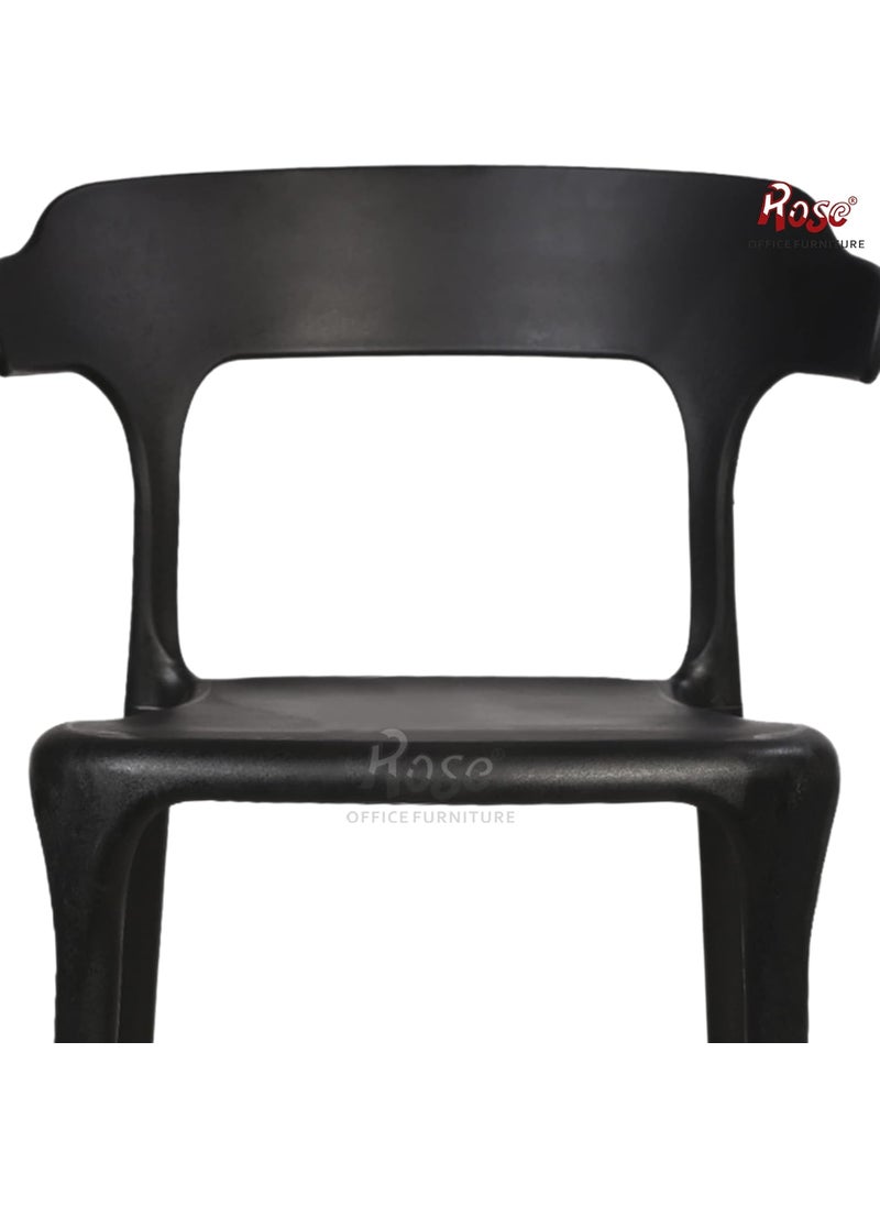 Rose ROSE Vision Cafe Plastic Chairs Dining Chair Restaurant Chair with Backrest Cafe Restaurant Chair Outdoor Chair Banquet Chair Stacking Chair Black Set of 2  - Image 5