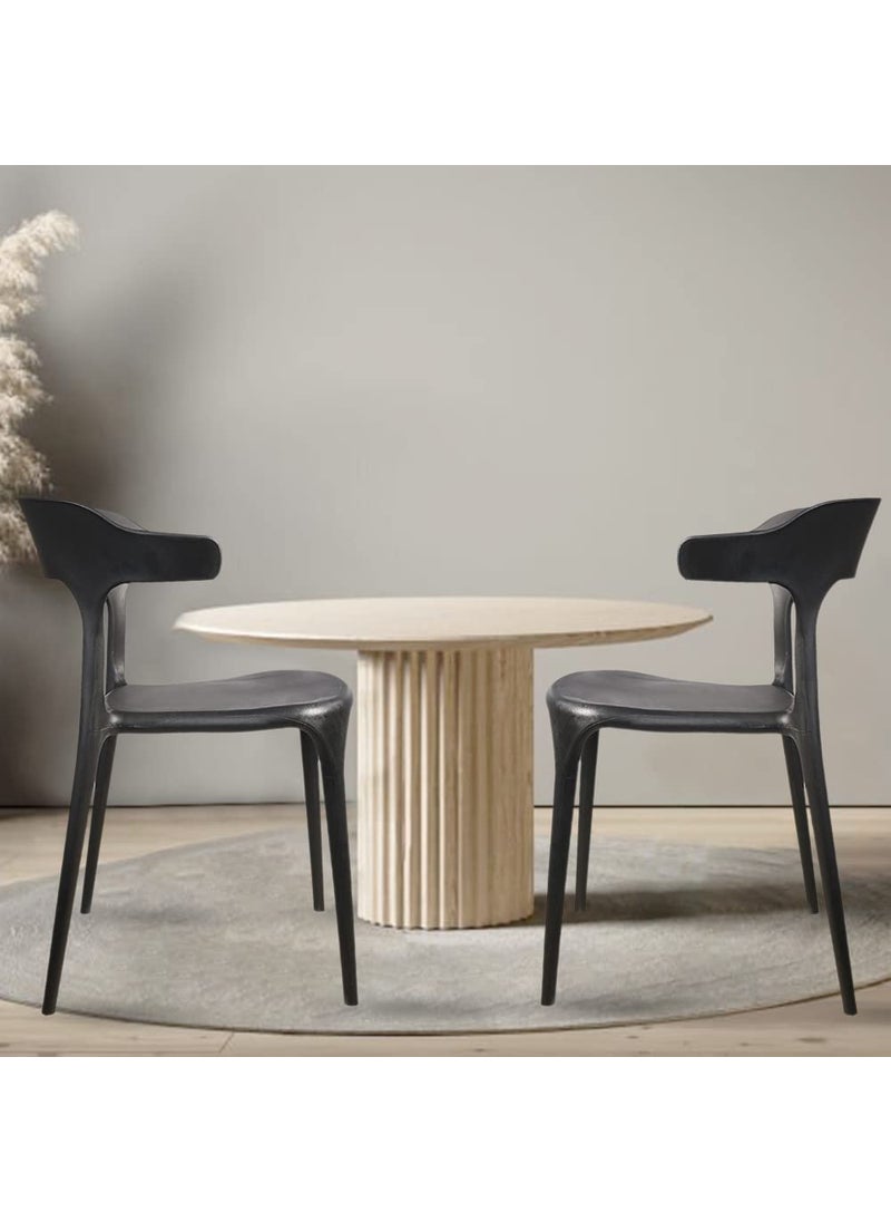 Rose ROSE Vision Cafe Plastic Chairs Dining Chair Restaurant Chair with Backrest Cafe Restaurant Chair Outdoor Chair Banquet Chair Stacking Chair Black Set of 2  - Image 1
