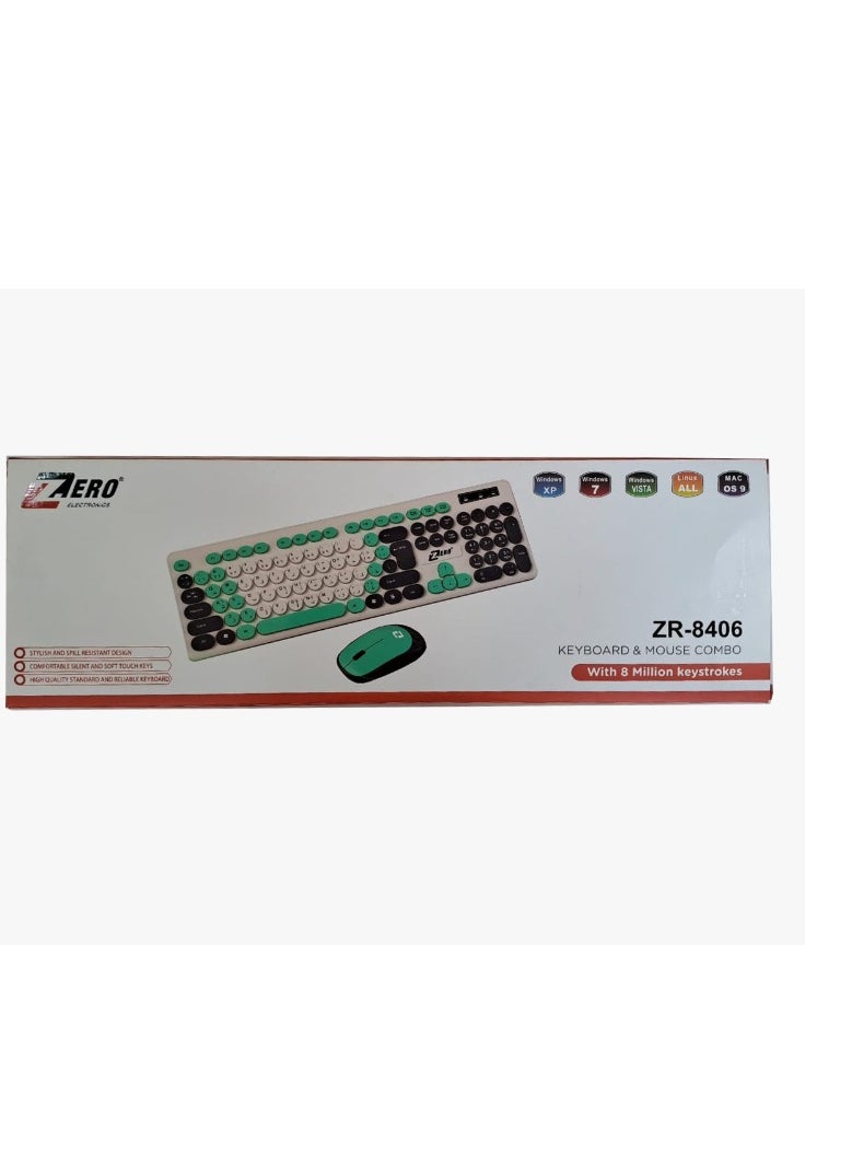 Zero ZR-8406 Wireless Keyboard and Mouse Black