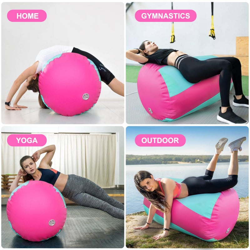 AWSUM Gymnastics Tumbling Equipment Barrel Inflatable Air Roller Thicken Octagon Mat back Handspring Trainer for Cheerleading Training Home Use, Without pump - Image 5