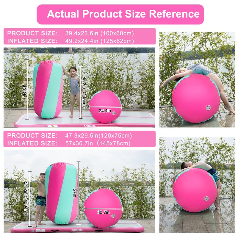 AWSUM Gymnastics Tumbling Equipment Barrel Inflatable Air Roller Thicken Octagon Mat back Handspring Trainer for Cheerleading Training Home Use, Without pump - Image 2