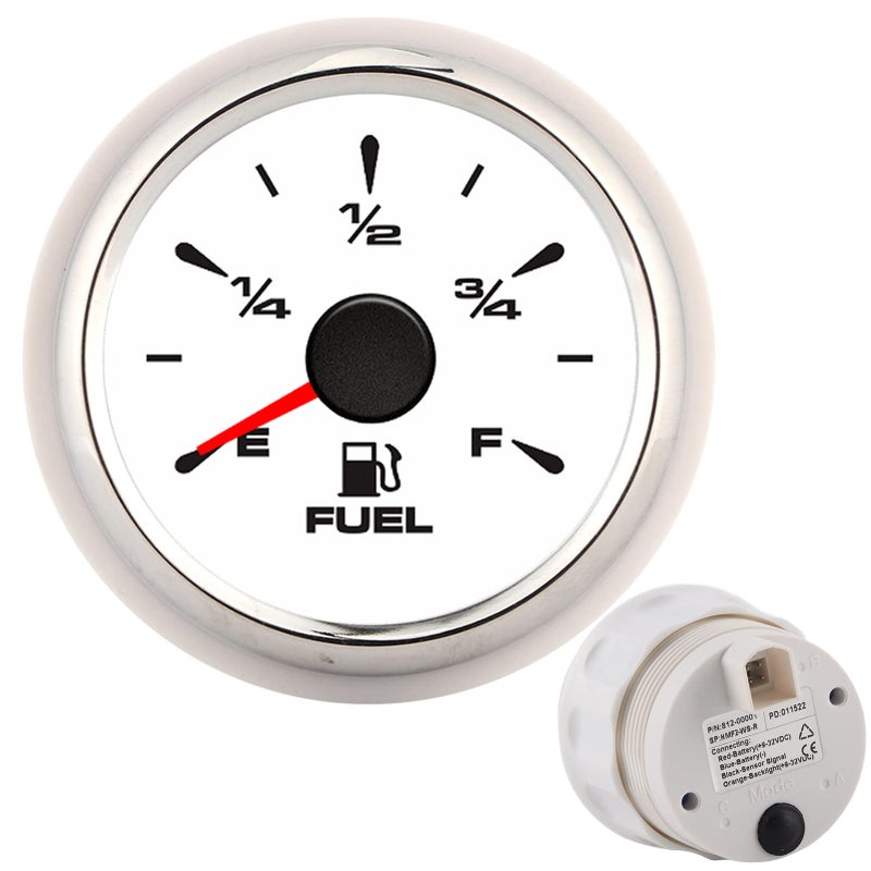 Digital Fuel Level Gauge 2in 190ohm With 8 Color Backlight For 12V 24V White Dial Silver Cover - Image 5
