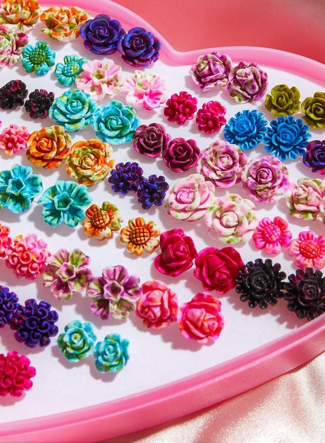 Set of 36 - Flower Stud Earrings