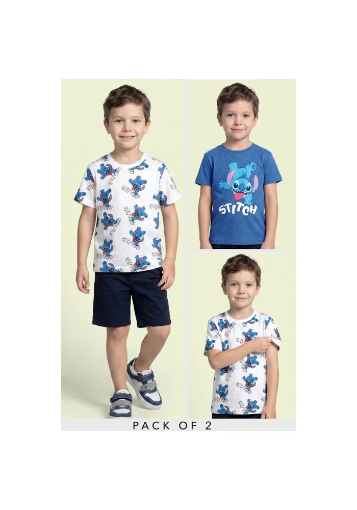 أر أند بي 2 Pack Stitch Print T-Shirts with Short Sleeves