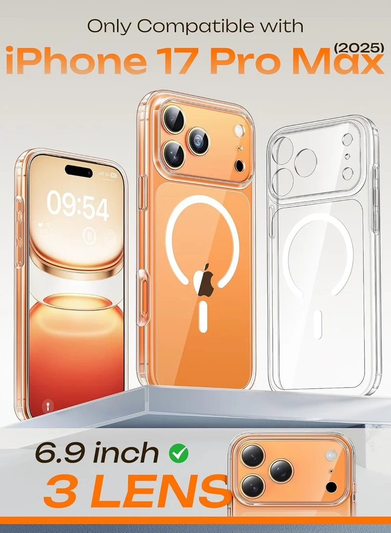 Bluepeak Apple Iphone 17 Pro Max BluePeak iPhone 17 Pro Max Case Magsafe Crystal Clear – Anti-Yellow TPU, 15FT Military Grade Drop Protection, Slim Transparent Shockproof Cover, Wireless Charging Compatible for iPhone 17 Pro Max  | Best Price UAE