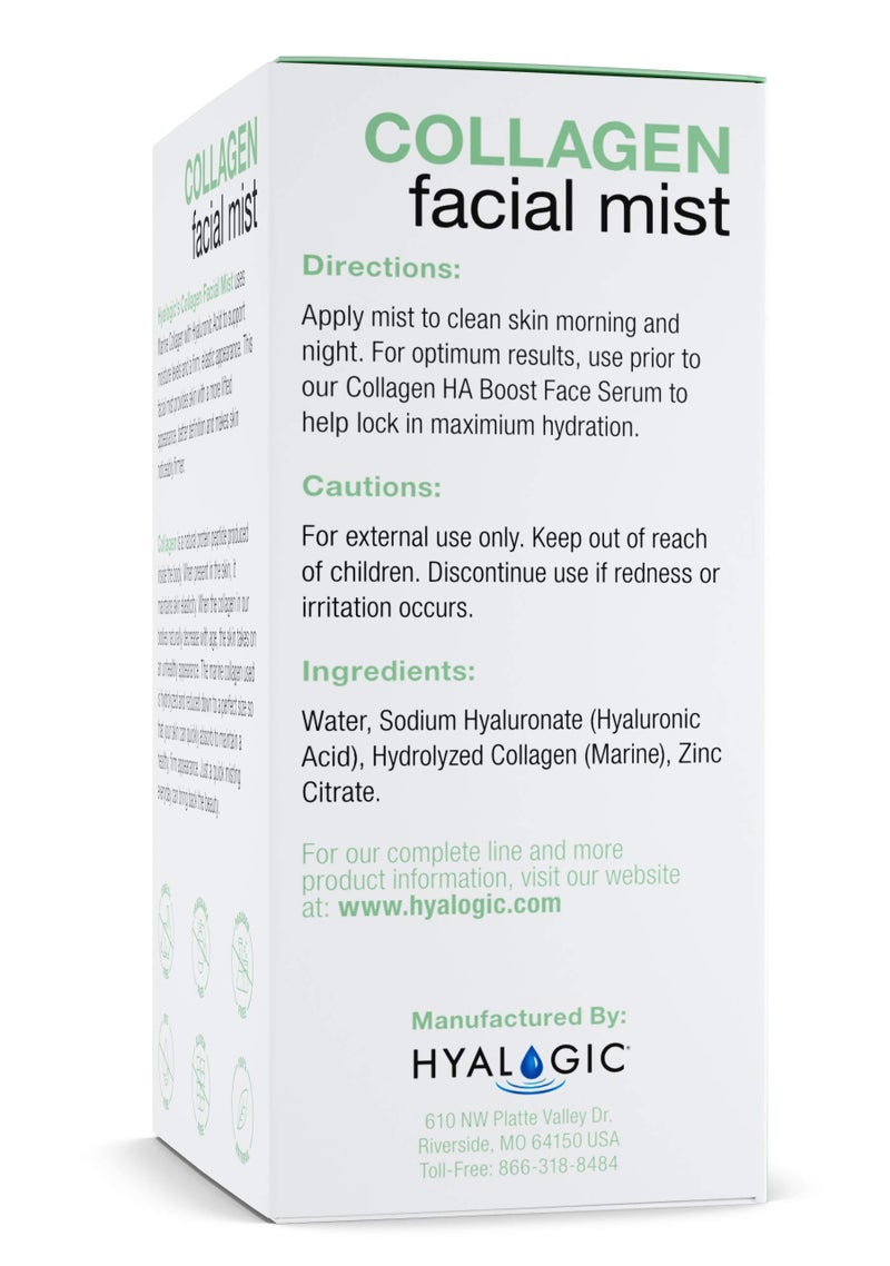 Hyalogic Hyaluronic Acid Collagen Facial Mistâ€”Moisturizer Spray, Non-greasy Hydrating Primer & Makeup Setting Spray â€“ Dye, Fragrance, & Cruelty-Free (2 oz) - Image 2