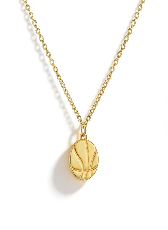 Ascona Dainty Gold Softball/Soccer/Volleyball/Basketball Necklace for WomenTrendy, 14K Gold Plated Charm Necklaces with Heart Cute Sports Accessories Jewelry Gift for Teenage Lovers Friend 16+3 Inches, Brass - Image 1