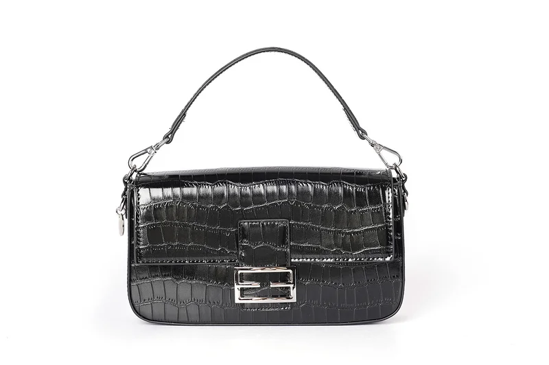 كابلي حقيبة صغيرة بتصميم الباجيت ومطبوع كروكوديل فاخر