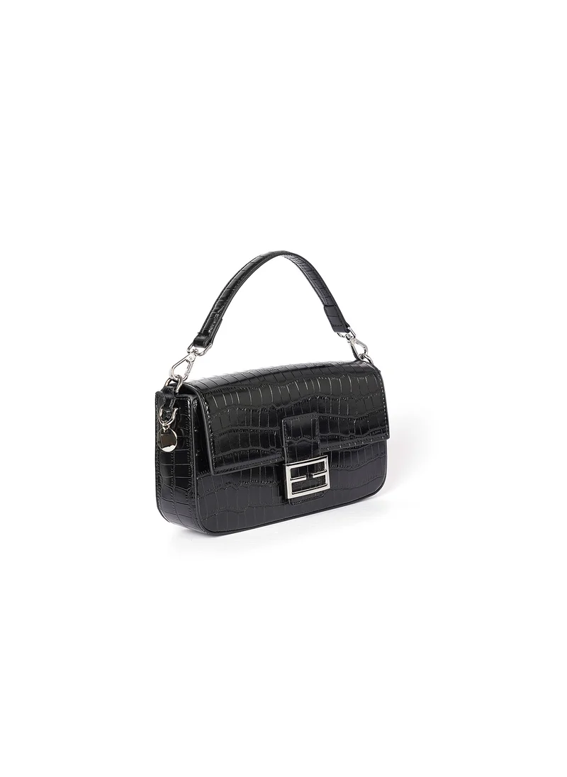 Cuple Croc-embossed, baguette-style purse