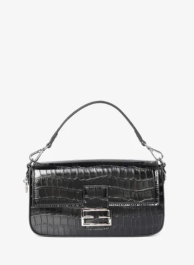 Cuple Croc-embossed, baguette-style purse