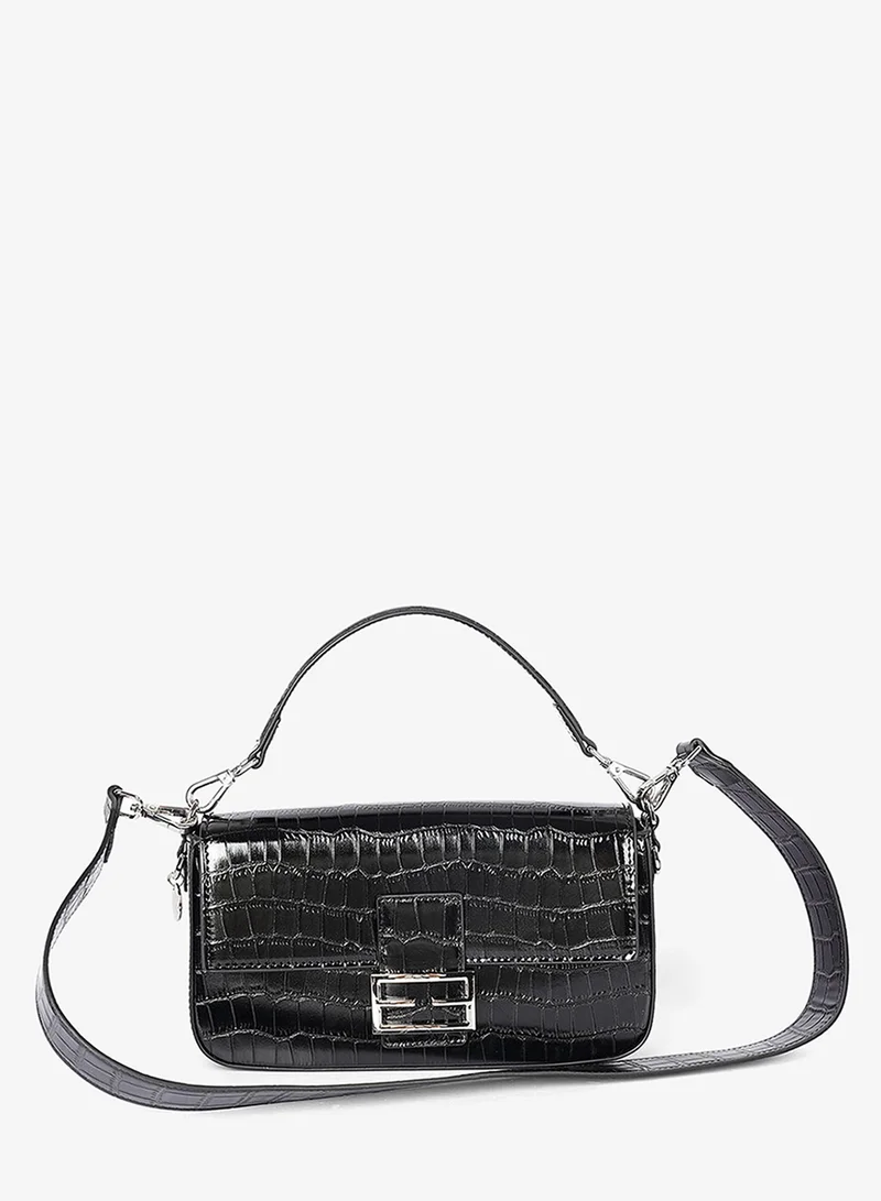 Cuple Croc-embossed, baguette-style purse