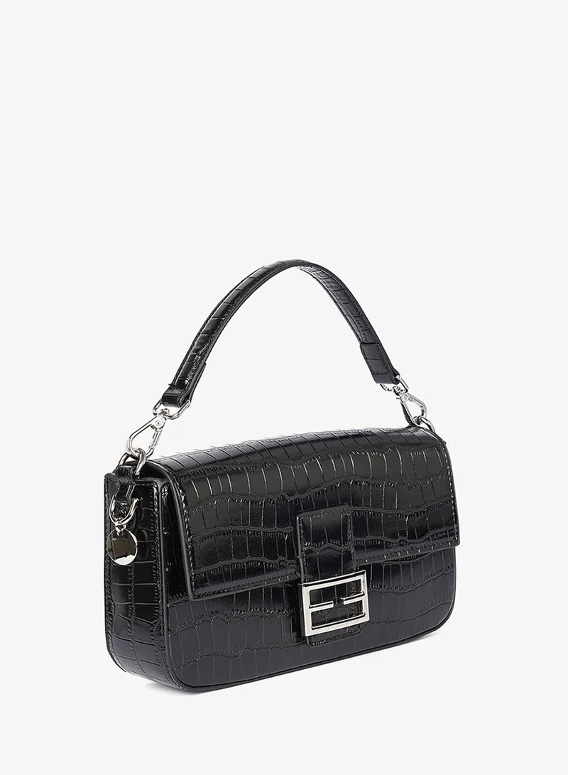 كابلي حقيبة صغيرة بتصميم الباجيت ومطبوع كروكوديل فاخر