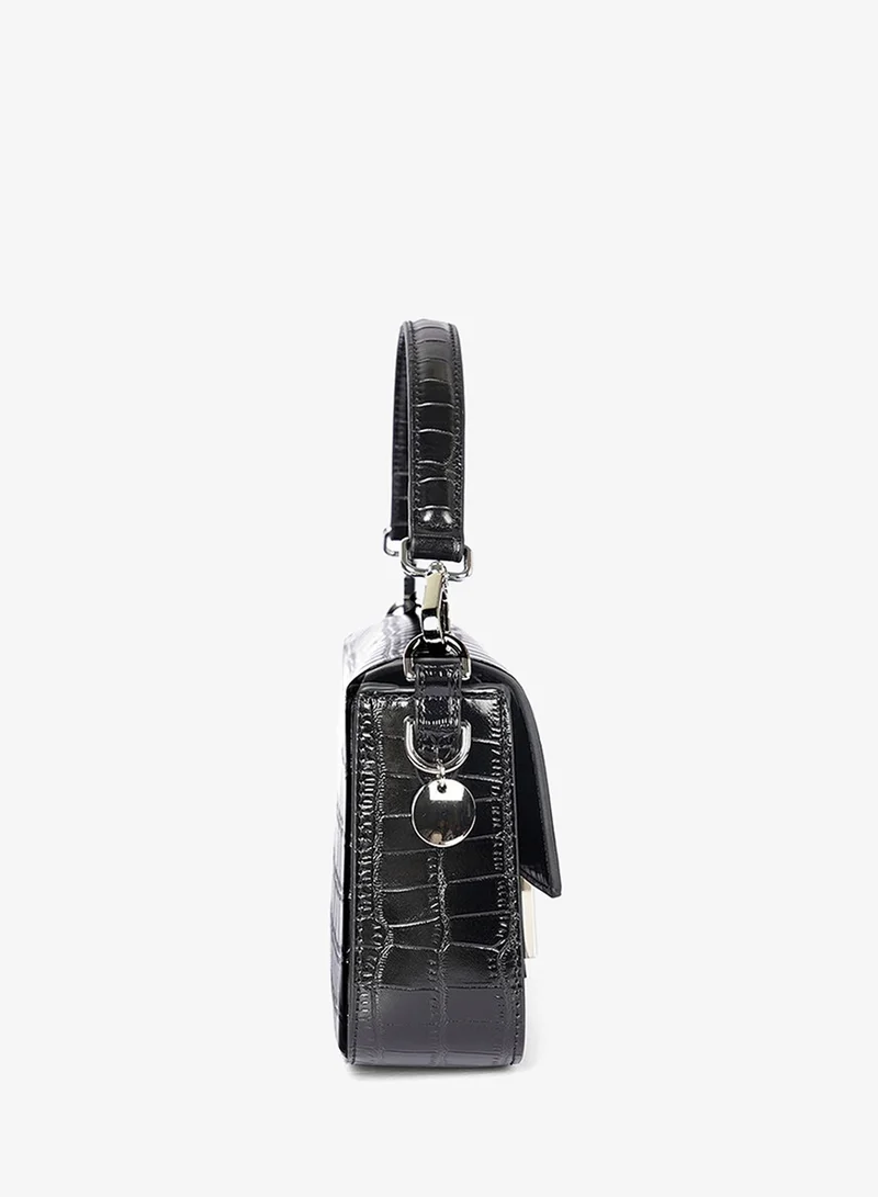Cuple Croc-embossed, baguette-style purse
