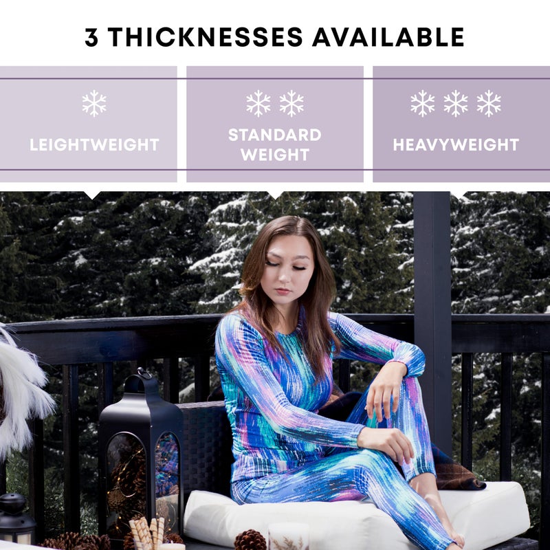 Rocky Thermal Underwear Women Long Johns Womens Thermals Top Bottom Set Fleece Lined Under Wear Clothes Base Layer Thermals, Medium, Black Striped - Image 5