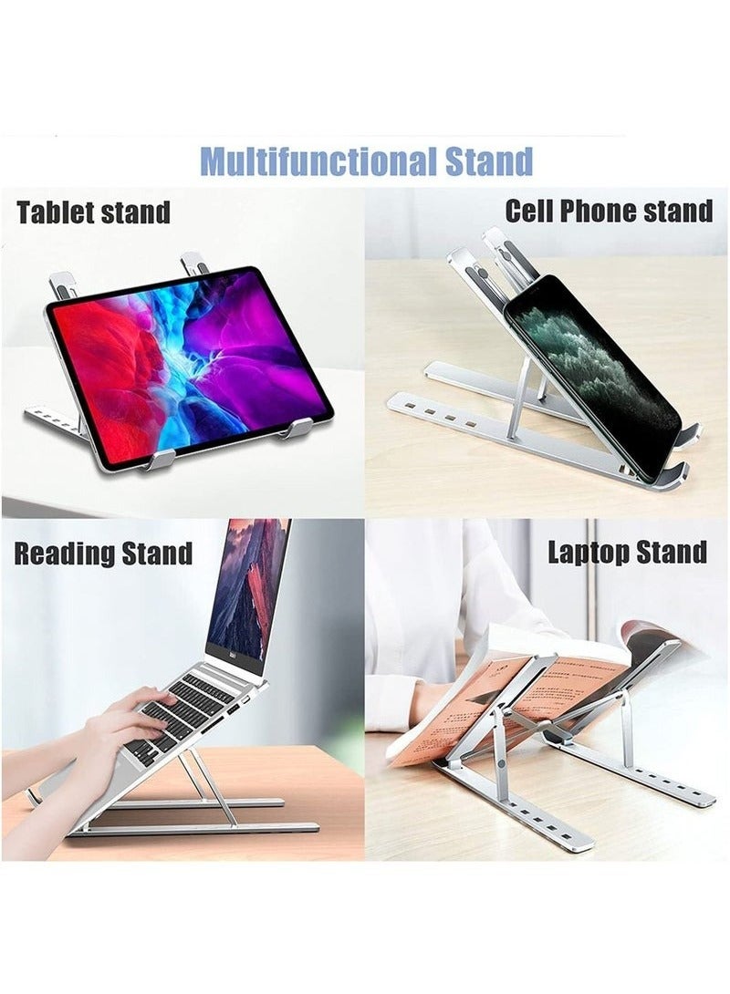HAVEN Universal Laptop Stand, Aluminum Alloy 6 Levels Height Adjustable Laptop Riser, Portable Ergonomic Desktop Holder Folding with Storage Bag  - Image 2