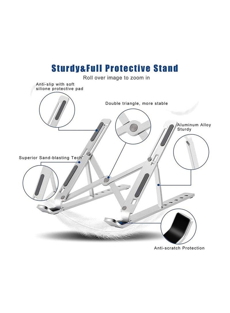 HAVEN Universal Laptop Stand, Aluminum Alloy 6 Levels Height Adjustable Laptop Riser, Portable Ergonomic Desktop Holder Folding with Storage Bag  - Image 3