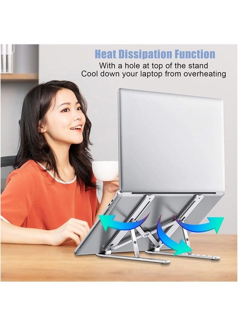HAVEN Universal Laptop Stand, Aluminum Alloy 6 Levels Height Adjustable Laptop Riser, Portable Ergonomic Desktop Holder Folding with Storage Bag  - Image 4