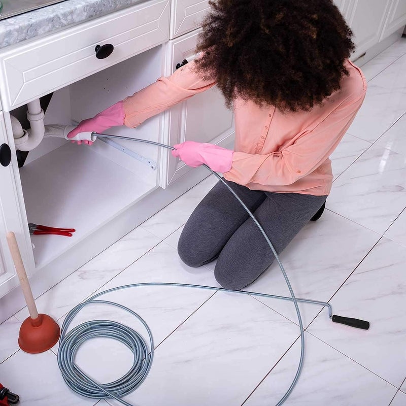 MEZON MEZON Drain Unblocker Wire Rod Flexible Spring Cleaner Snake Plunger Heavy Duty Waste Pipe Hair Removal Dirt Cleaning Tool Clog Remover for Home Kitchen Washbasins Tub Sink Shower Basins (3 Meter)  - Image 4