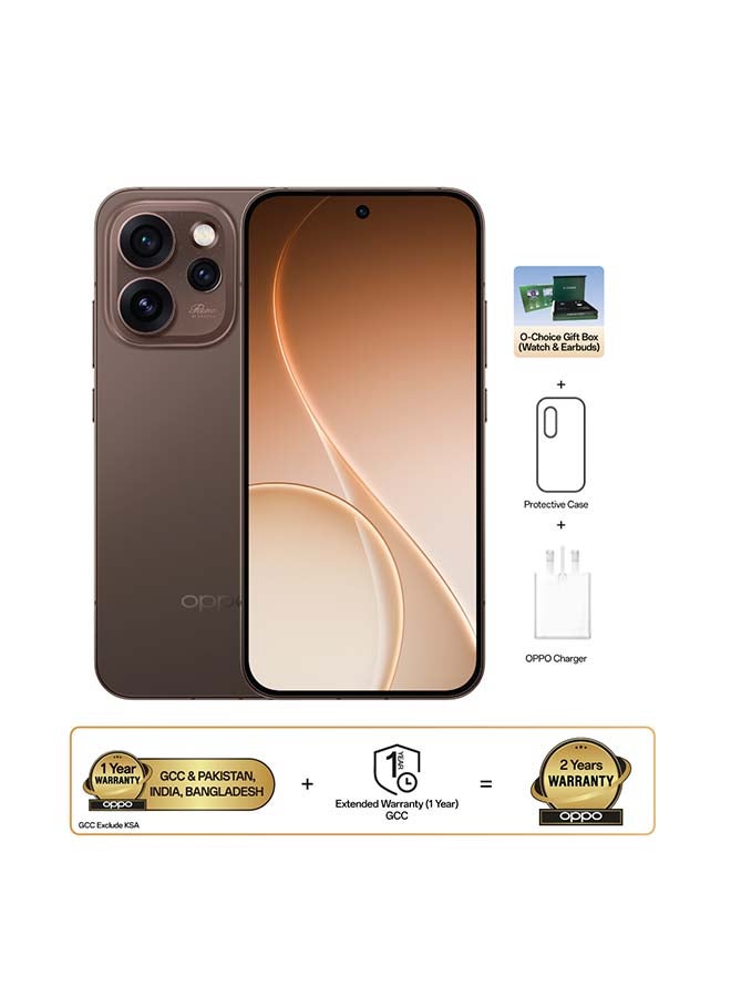 Reno15 Pro AI Phone Dual SIM 5G Dusk Brown 12GB RAM 512GB With O-CHOICE TWS Buds And Smart Watch - Middle East Version