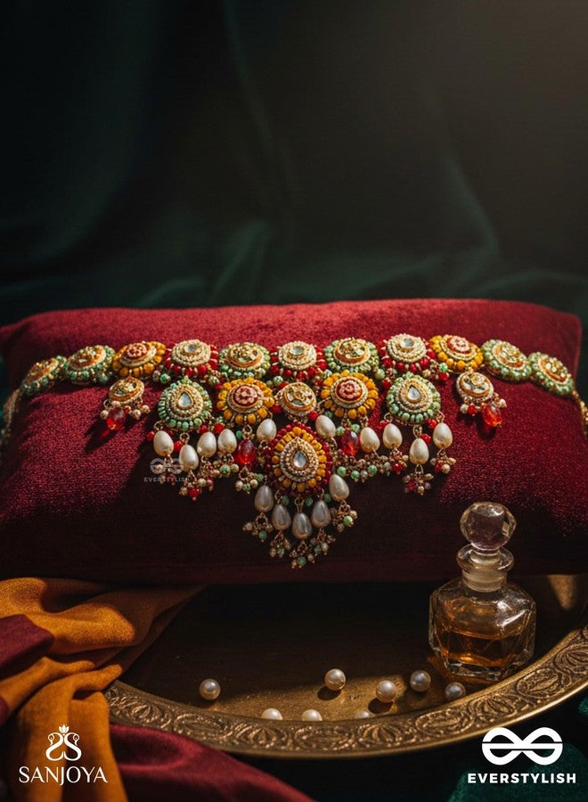 SANJOYA BY EVERSTYLISH Vibhavari Night Full Of Splendor Multi Color Enamelled Kundan Necklace With Pearls And Beads Lightweight Jewelry For Women | Party, Festive, Wedding & Gifting - Image 4
