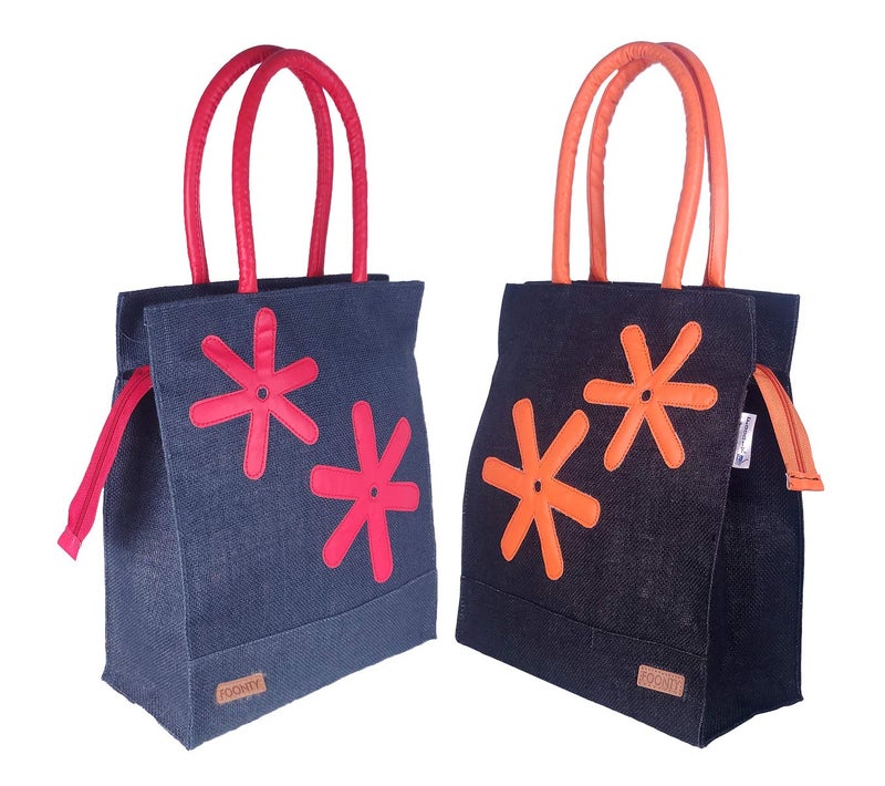 Foonty Exclusive Star Daily Use Jute Lunch Bags(Pack of 2,Multicolor,FFFWB6013D) - Image 1