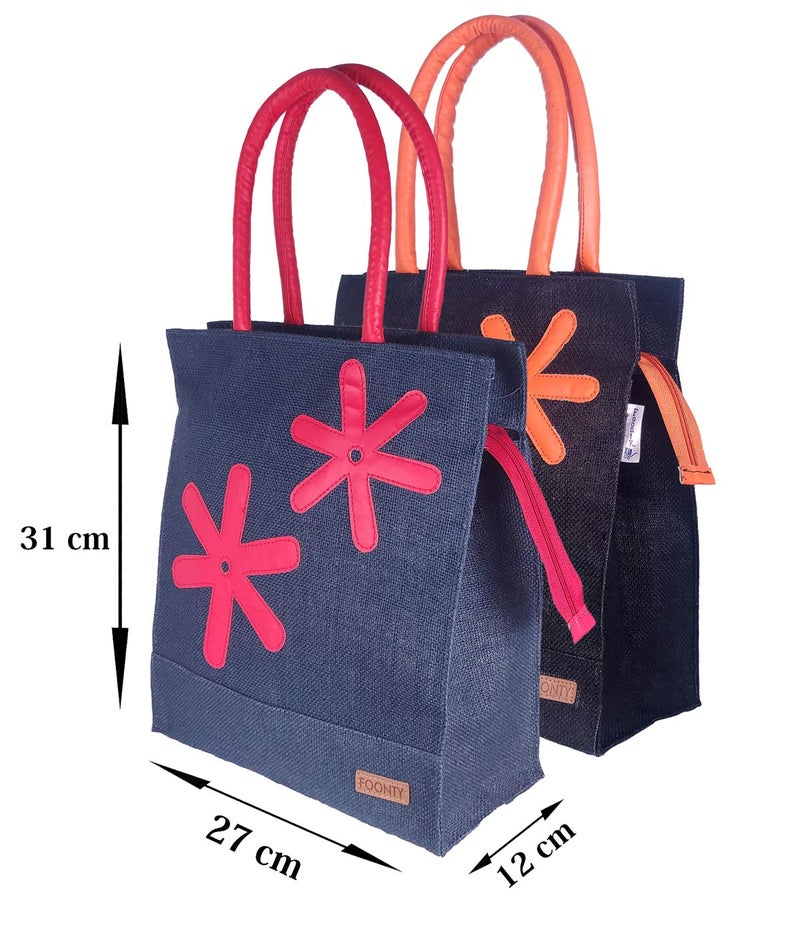 Foonty Exclusive Star Daily Use Jute Lunch Bags(Pack of 2,Multicolor,FFFWB6013D) - Image 3