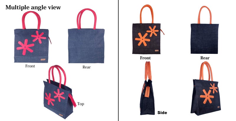 Foonty Exclusive Star Daily Use Jute Lunch Bags(Pack of 2,Multicolor,FFFWB6013D) - Image 2