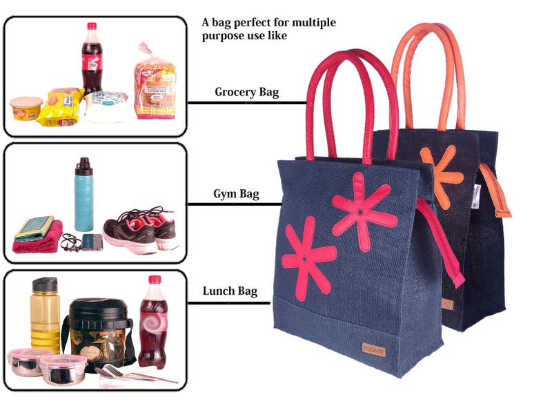 Foonty Exclusive Star Daily Use Jute Lunch Bags(Pack of 2,Multicolor,FFFWB6013D) - Image 4