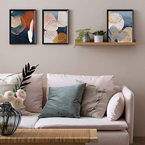 YUMKNOW Boho Abstract Wall Art, Unframed 8x10 Set of 4, Mid Century Modern Wall Decor for Living Room, Minimalist Wall Art Prints, Boho Wall Decor for bedroom, Aesthetic Posters, Gold Blue Art Office - Image 5