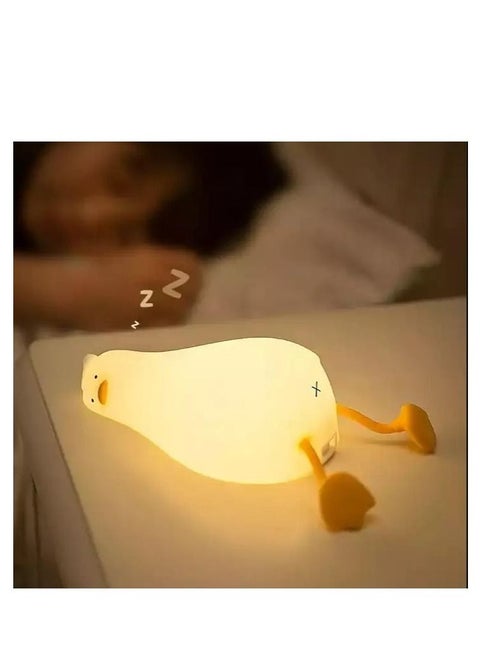 Biumart Lying Flat Duck Silicone Cute Table Lamp Touch Control Smart Night Light With Timer Children Gift LED Lie Flat Duck Lamp