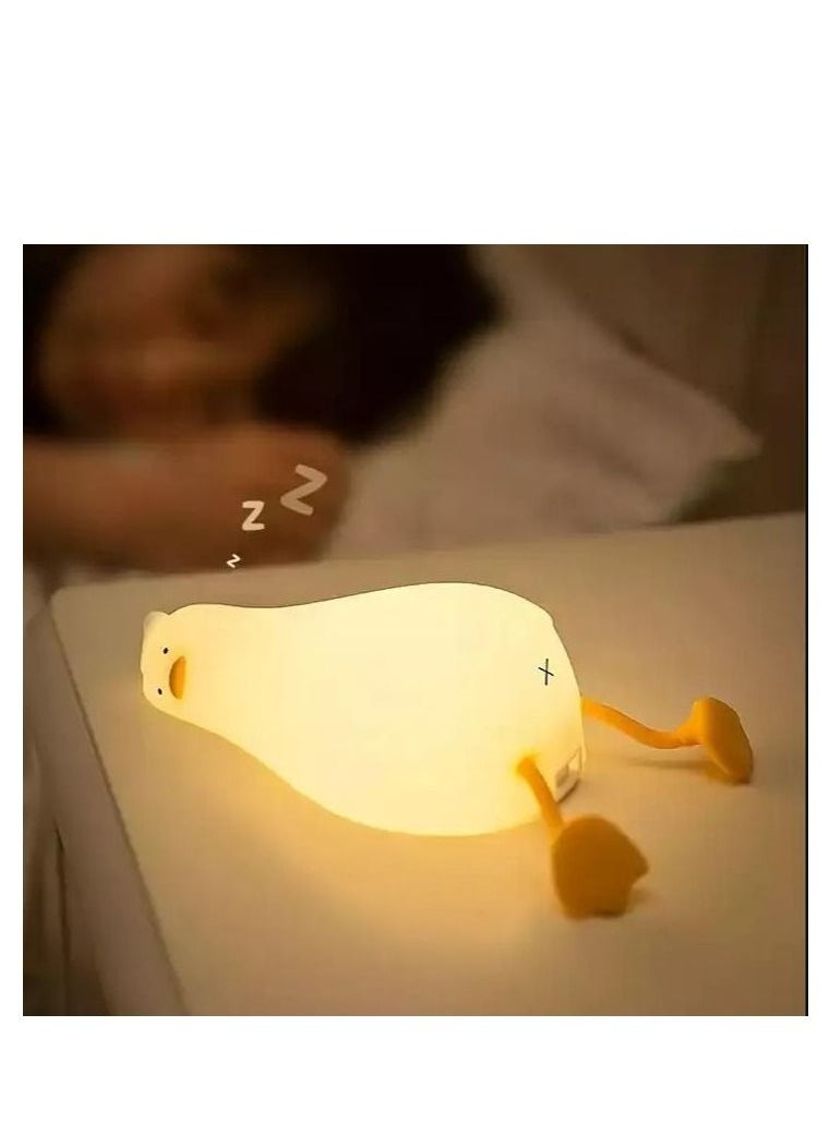 Biumart Lying Flat Duck Silicone Cute Table Lamp Touch Control Smart Night Light With Timer Children Gift LED Lie Flat Duck Lamp