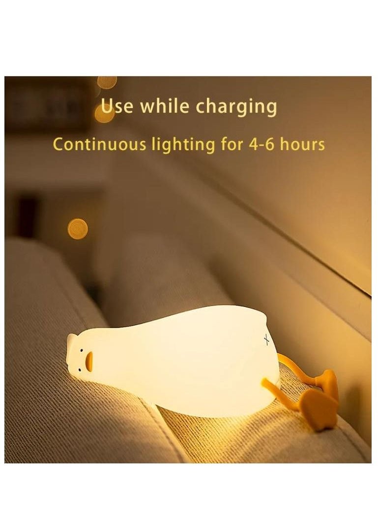 Biumart Lying Flat Duck Silicone Cute Table Lamp Touch Control Smart Night Light With Timer Children Gift LED Lie Flat Duck Lamp