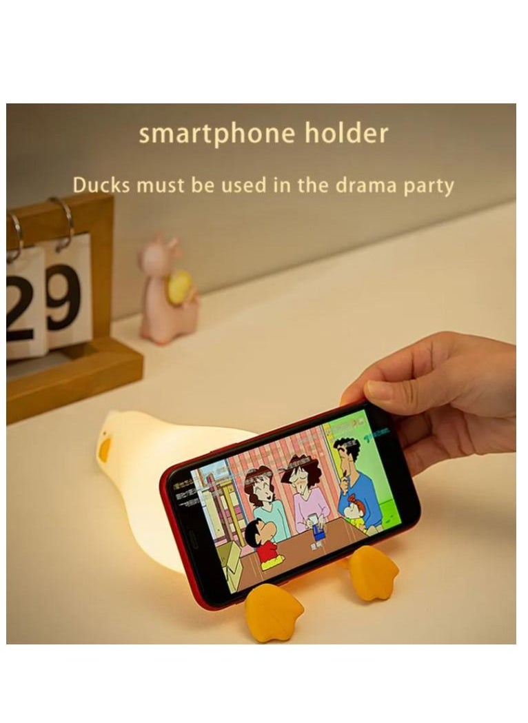Biumart Lying Flat Duck Silicone Cute Table Lamp Touch Control Smart Night Light With Timer Children Gift LED Lie Flat Duck Lamp