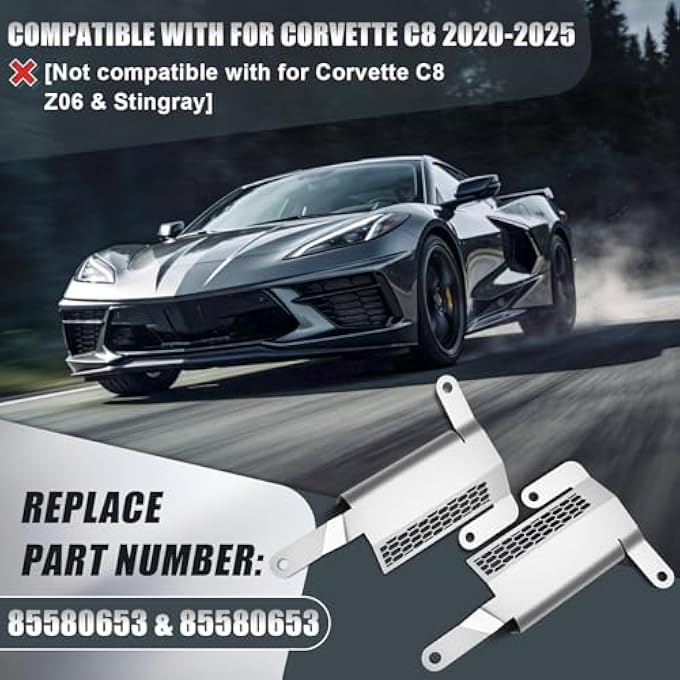 MSIZOY Front Lower Bumper Air Deflector Compatible with for Corvette C8 2020, 2021, 2022, 2023, 2024, 2025 - Replacement for OEM 85580653 & 85580654, Reduces Drag & Protects Engine (Left & Right) - Image 3