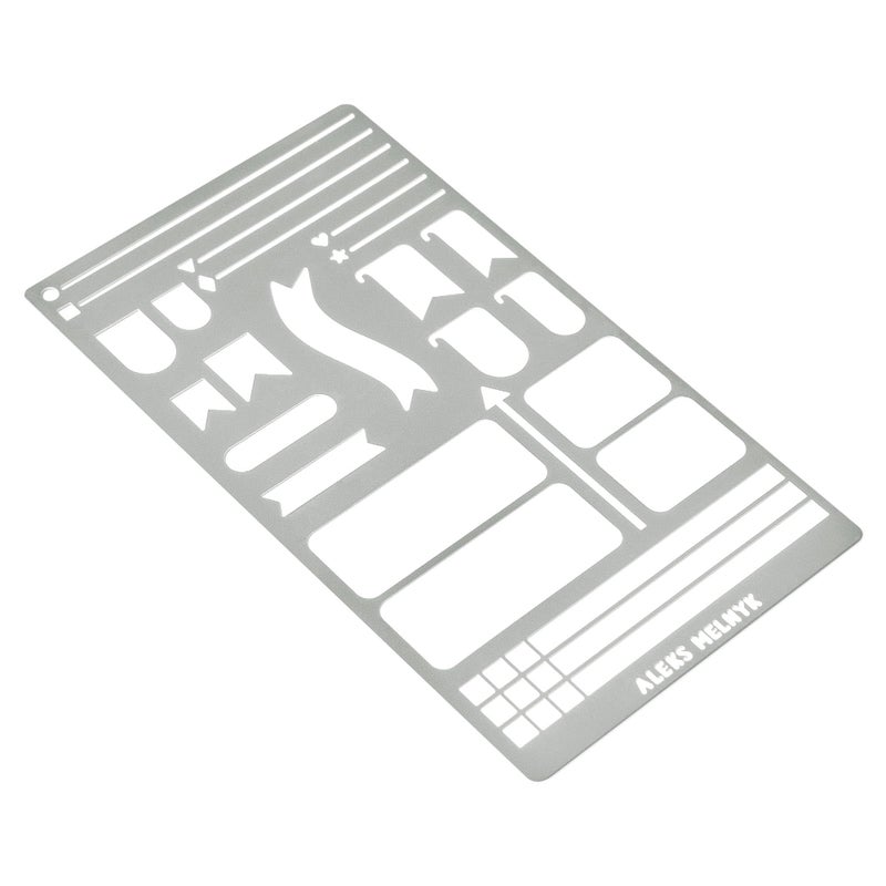 Aleks Melnyk No.62 Metal Stencil for Bullet Journaling, Makeselife Stencil Bookmark, Planning, Banners, Lines, Lists, Planner Stamps, Habit Tracker, Dot Journal Stencil for Diary, Template, Scrapbook - Image 2