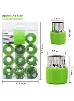 SUPVOX Supvox® 12Pcs Cookie Cutter Shapes Set, Stainless Steel Fruit Cutter, Shapes Embossing Mold, Bread Sandwich Cutter for Kitchen, Pastry Mold, Baking Mold (Green) 