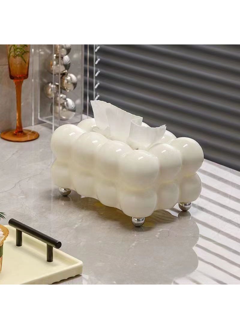 Generic Cute Creative Cotton Candy Tissue Box HolderTissue Box + bead feet [cream white]] Tissue Box + bead feet [cream white]] 