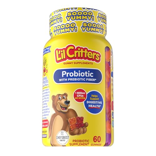 Lil Critters Lil Critters Probiotic Daily Gummy Supplement for Kids for Digestive Health Support Grape Cherry and Orange Flavors 60 Gummies