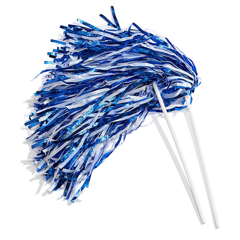 Anderson's Metallic Blue and White Foil Textured School Spirit Shakers, Cheerleader Pom Poms, Football Basketball Homecoming, Squad, Team, Party, Dance, Club, Performance, Fan Celebration Pack of 10 - Image 1