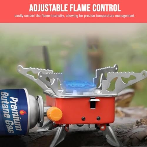Hacer Portable Camping Gas Stove for Travel with Butane Gas Cylinder, Foldable Furnace & Refill Canister Kit, Lightweight Gas Burner for Hiking & Emergency Cooking Use (2 Gas Refill + 1 Stove) - Image 5