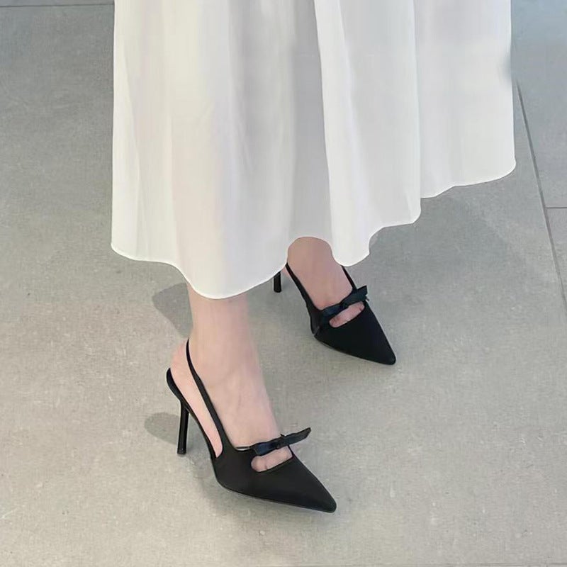 Women's Bow Pointed Toe Stiletto Heeled Sandals - Image 3