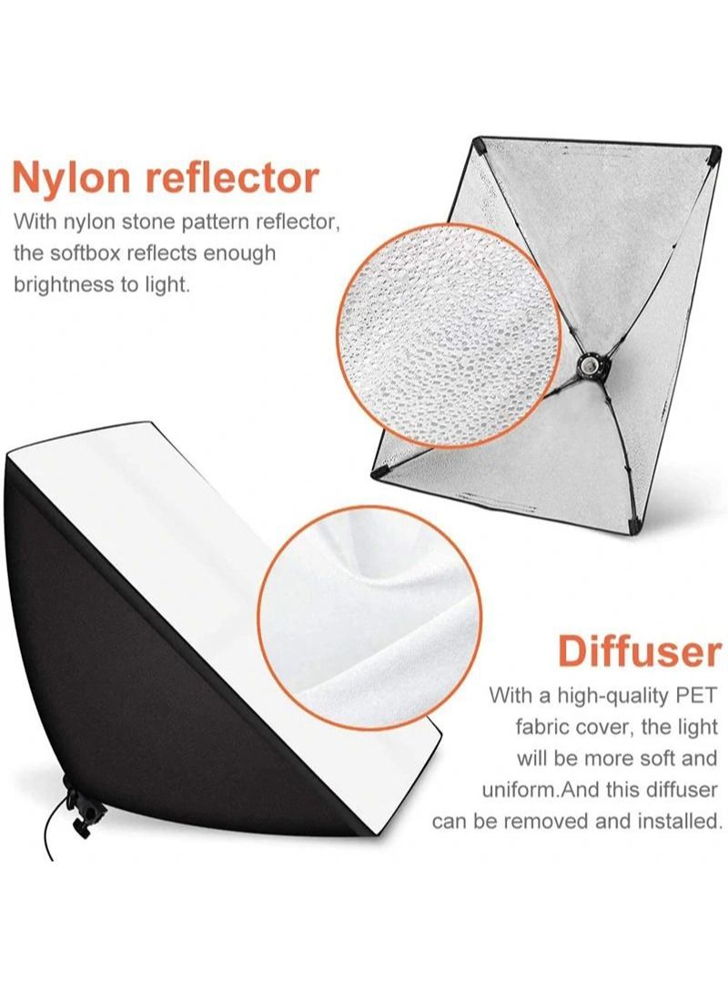 Glanfen Photography Soft Box Lighting Kit with 2 Pcs 200W 3 Colors Bulbs Soft Boxes and Carry Bag for Portrait Product Shooting - Image 4