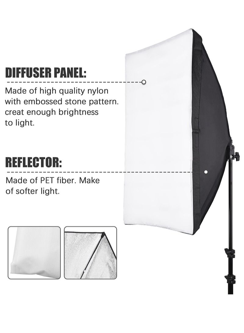 Glanfen Photography Soft Box Lighting Kit with 2 Pcs 200W 3 Colors Bulbs Soft Boxes and Carry Bag for Portrait Product Shooting - Image 5