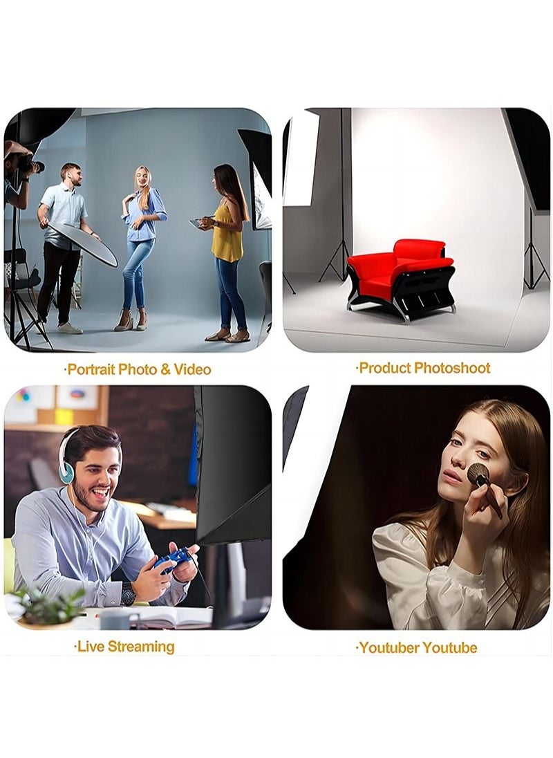 Photography Soft Box Lighting Kit with 2 Pcs 200W 3 Colors Bulbs Soft Boxes and Carry Bag for Portrait Product Shooting