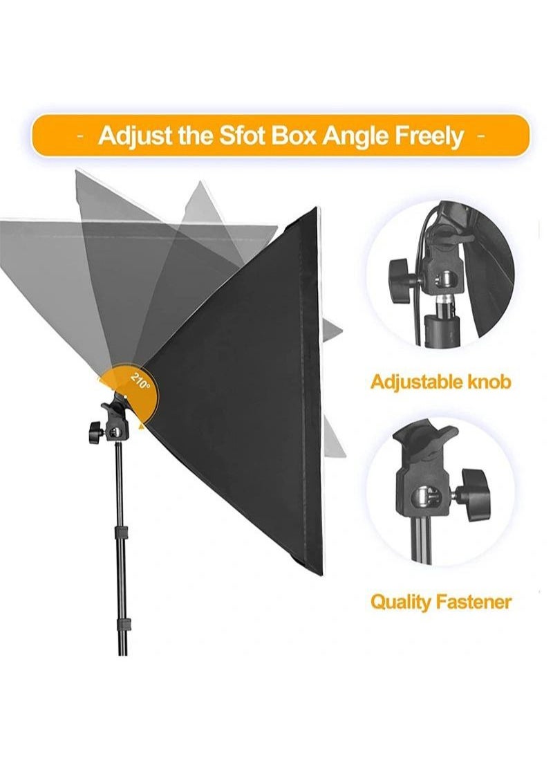 Photography Soft Box Lighting Kit with 2 Pcs 200W 3 Colors Bulbs Soft Boxes and Carry Bag for Portrait Product Shooting