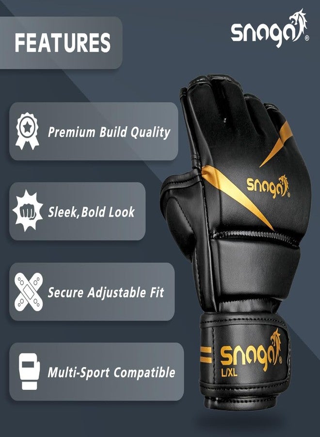 Snaga Martial Arts Training Gloves - MMA Gloves with Thich Pad and Adjustable Wristband for Protection and Comfort | All in One Kickboxing, MMA, Boxing, Street Fight, Mitts Gloves (S) - Image 2