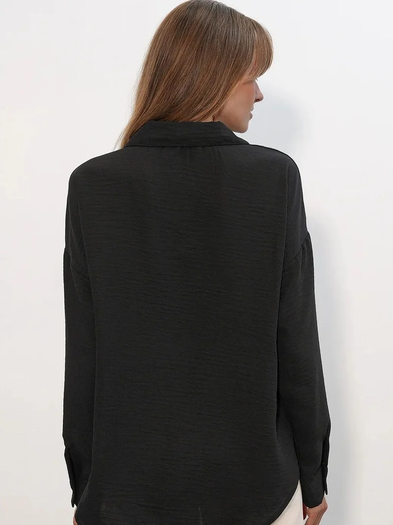 Big Dart Black BDART Embroidered Long Sleeve Shirt with Button Closure for Women | Best Price UAE