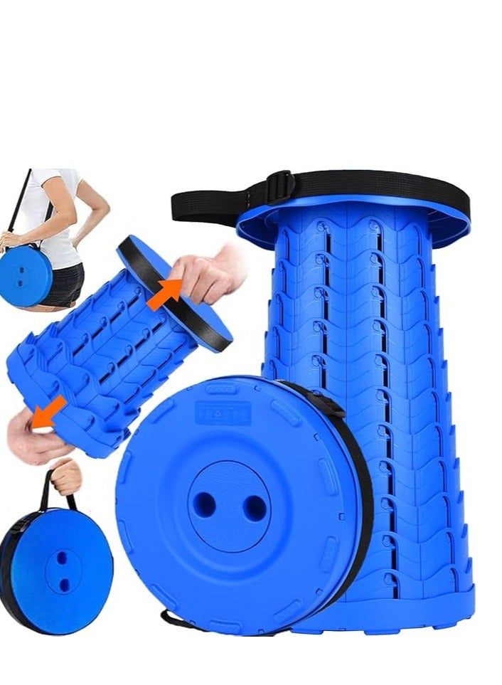 Generic Portable Retractable Folding Stool,Telescoping Foldable Camping Stool,Load Capacity 400lbs,Height Adjustable for Outdoor Fishing Hiking Gardening Travel BBQ (Blue)  - Image 1