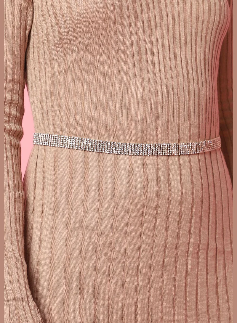 Haute Sauce Casual Textured Metal Waist Belt For Women